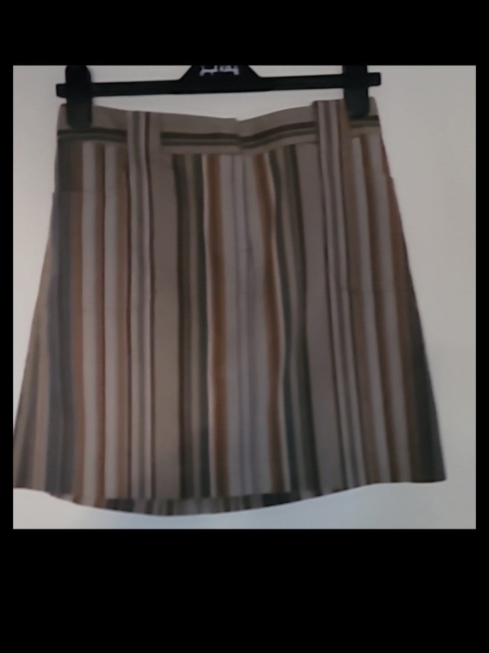 Champagne Neutral-Striped Pleated Mini Skirt in Beige and Brown